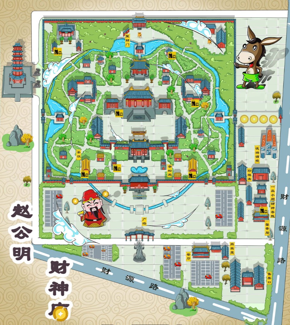威远寺庙类手绘地图